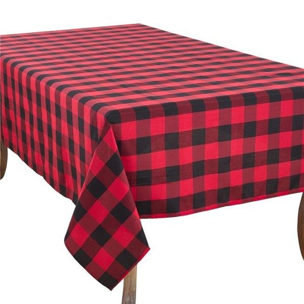 Saro Lifestyle SARO 5026.R70104B 70 x 104 in. Rectangle Buffalo Plaid Design Cotton Blend Tablecloth  Red 5026.R70104B